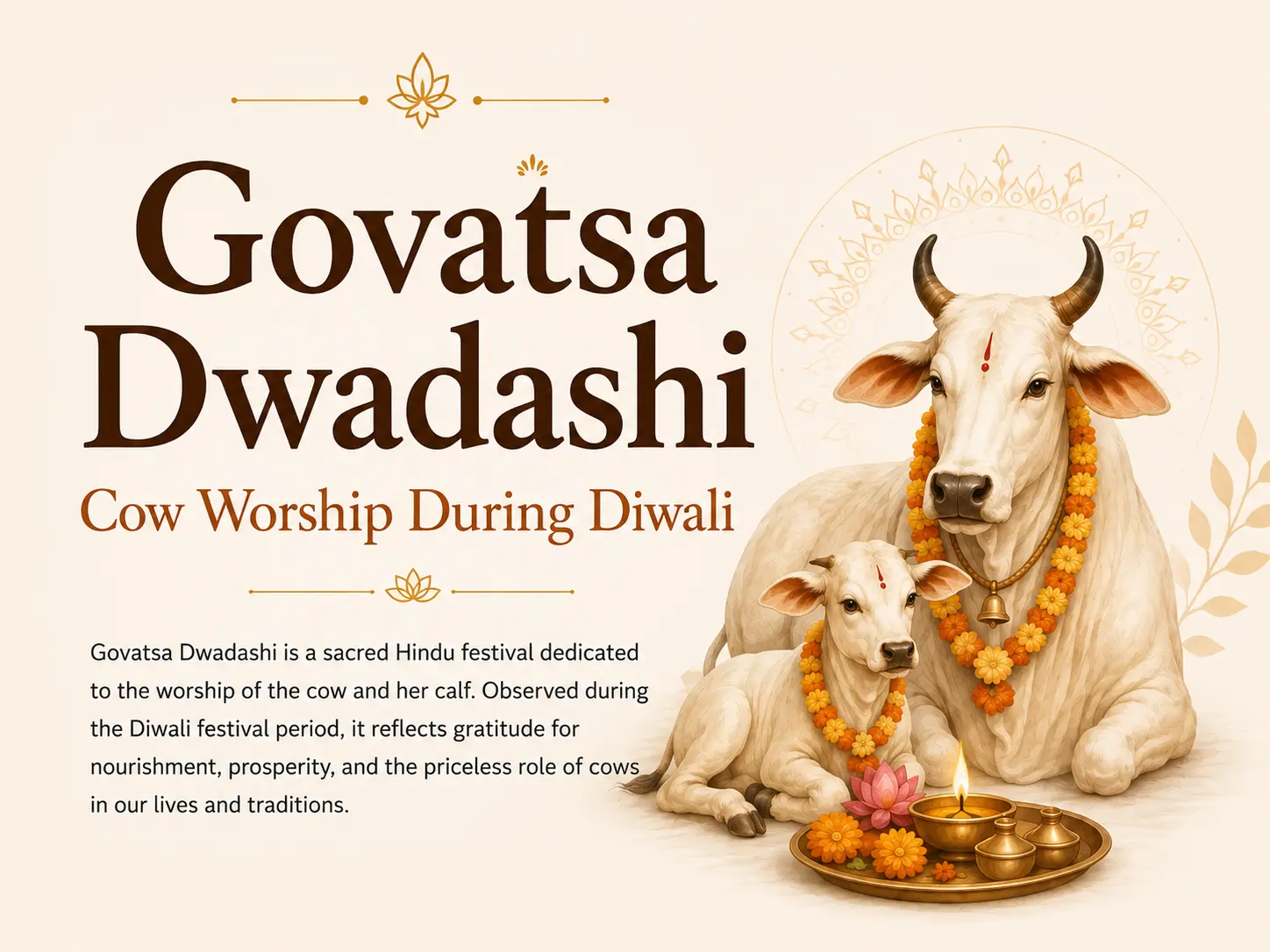 what Govatsa Dwadashi means, why cows are worshipped during Diwali