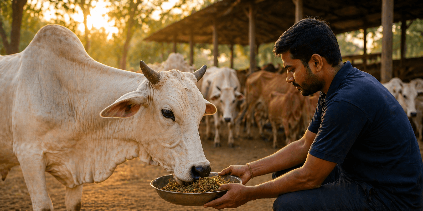 Cows being cared for at a Punya gaushala